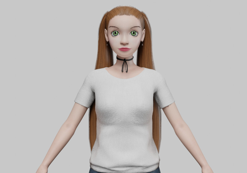 Beautiful pretty girl V21570 3D Модель .c4d .max .obj .3ds .fbx .stl .blend 