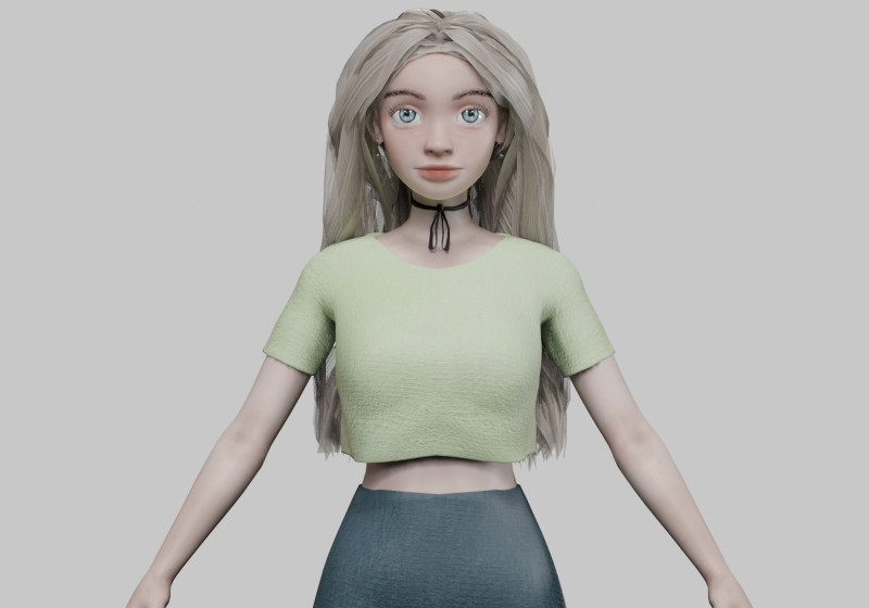 Cartoon basic girl V32075 Modèle 3D .c4d .max .obj .3ds .fbx .stl .blend 