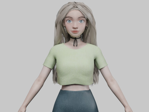Cartoon basic girl V32075 3D 모델