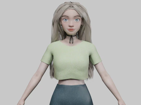 Ragazza cartoon basic V32075 Modello 3D