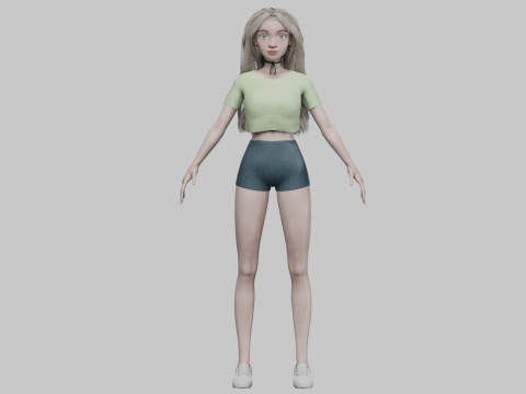 Cartoon basic girl V32075 Modèle 3D