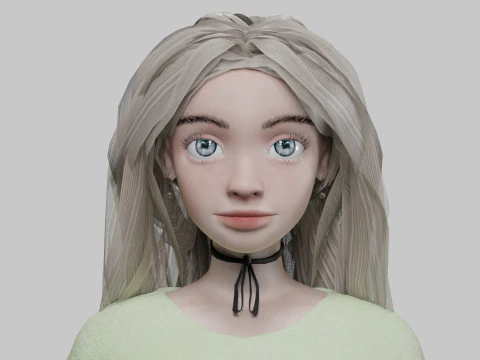 Cartoon basic girl V32075 3D Model