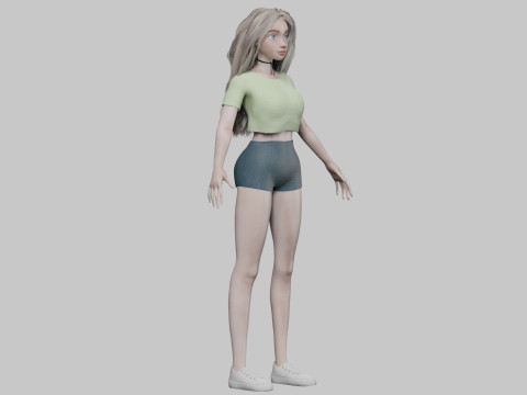 Cartoon basic girl V32075 Modèle 3D