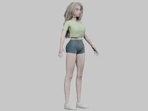 Cartoon basic girl V32075 3D Model