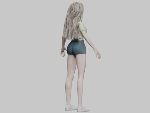 Cartoon basic girl V32075 Modèle 3D