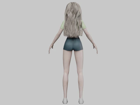 Cartoon basic girl V32075 3D Model