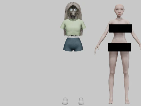 Cartoon basic girl V32075 3D Model