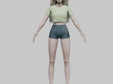 Cartoon basic girl V32075 3D Model