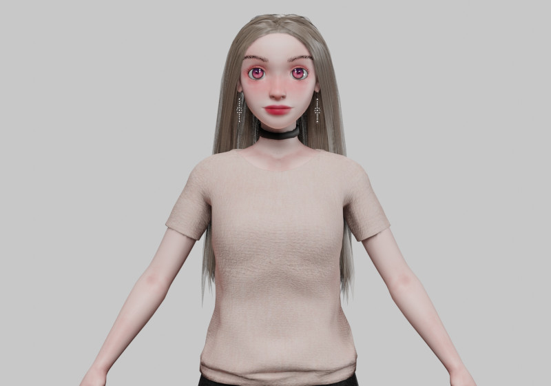 Cartoon beautiful girl V33817 3D Model .c4d .max .obj .3ds .fbx .stl .blend 