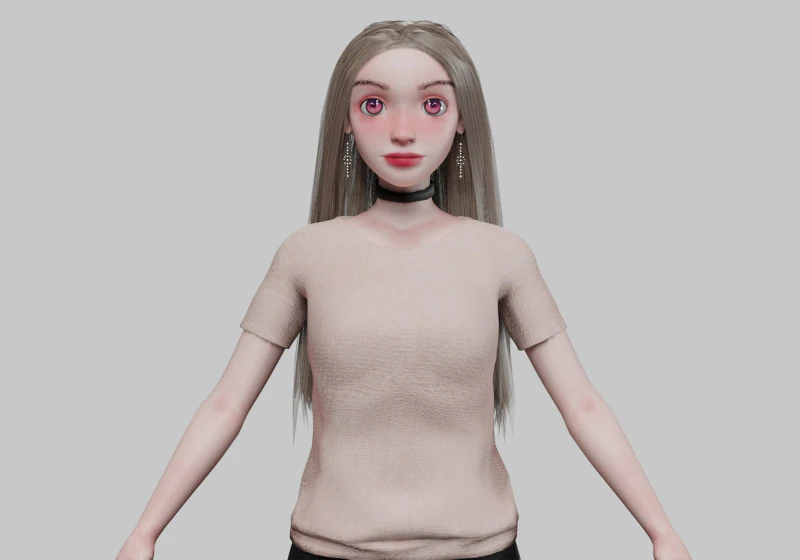 कार्टून सुंदर लड़की V33817 3D मॉडल .c4d .max .obj .3ds .fbx .stl .blend