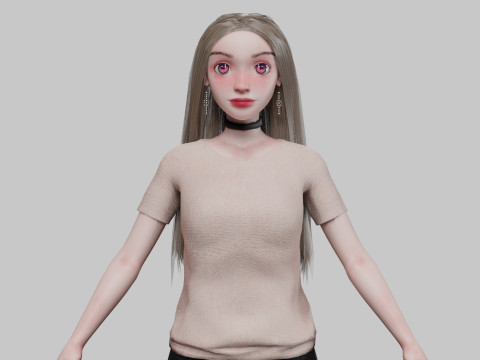 Cartoon beautiful girl V33817 3D-Modell