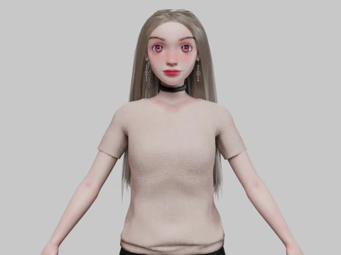 कार्टून सुंदर लड़की V33817 3D मॉडल