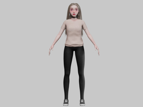 Cartoon beautiful girl V33817 3D Model