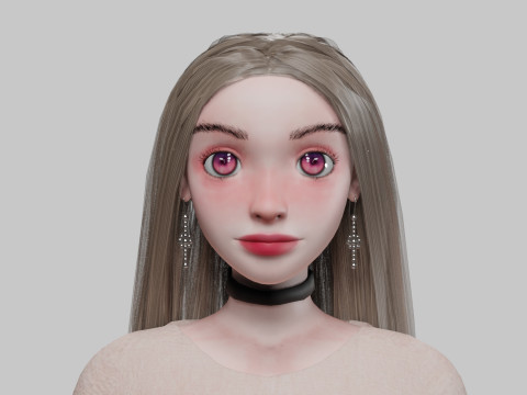 Cartoon beautiful girl V33817 3D Model