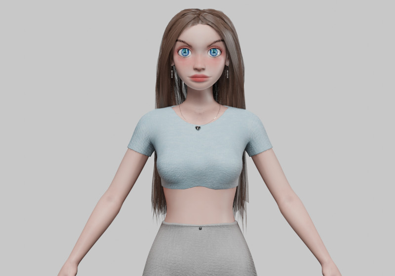Cartoon cool girl V29682 3D-Modell .c4d .max .obj .3ds .fbx .stl .blend 
