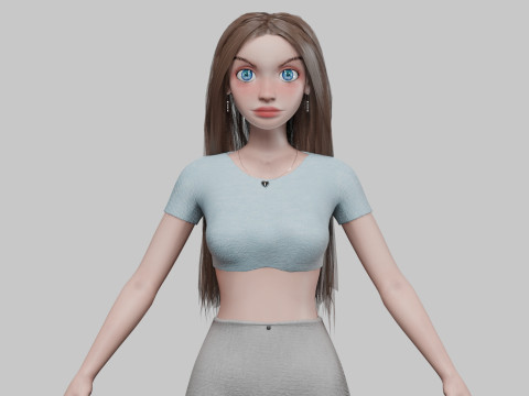 Cartoon cool girl V29682 3D Модель