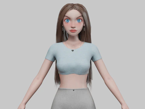 Мультфильм крутая девчонка V29682 3D Модель