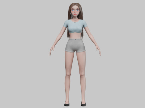Cartoon cool girl V29682 3D-Modell