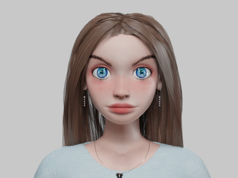 Cartoon cool girl V29682 3D-Modell