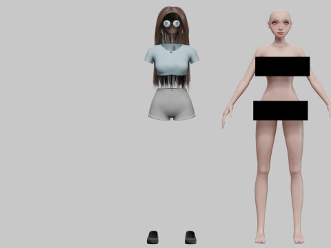 Cartoon cool girl V29682 3D-Modell