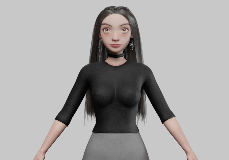 Cartoon cute girl V30588 3D Модель .c4d .max .obj .3ds .fbx .stl .blend