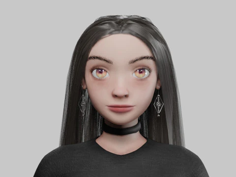 Cartoon cute girl V30588 3D Model