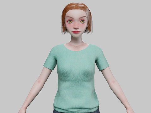 Cartoon pretty girl V29219 3D मॉडल