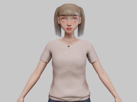 Cartoon standard girl V23169 3D 모델