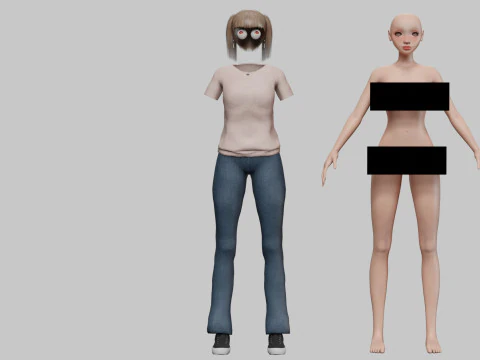 Cartoon standard girl V23169 3D Model