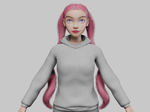 Cartoon stylized girl V24429 3D Model