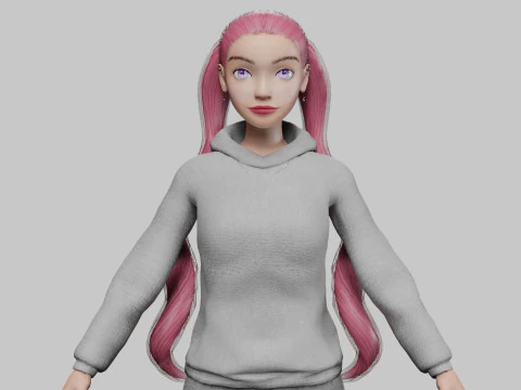 Дівчина під мультфільм V24429 3D Модель