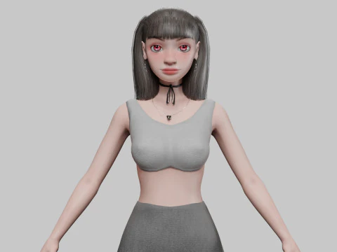 Cartoon young girl V21949 3D Model