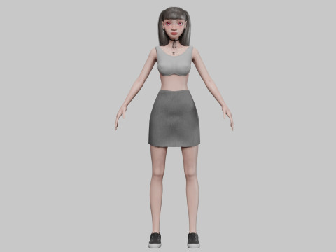 Cartoon young girl V21949 3D Model