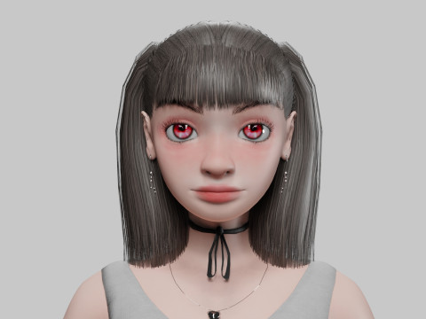 Cartoon young girl V21949 3D Model