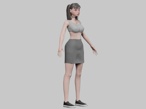 Cartoon young girl V21949 3D Model