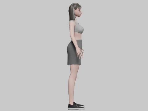 Cartoon young girl V21949 3D Model