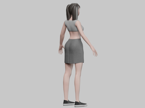 Cartoon young girl V21949 3D Model