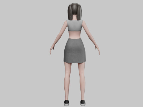 Cartoon young girl V21949 3D Model