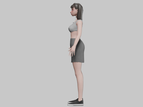 Cartoon young girl V21949 3D Model
