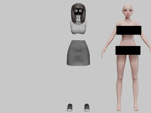 Cartoon young girl V21949 3D Model