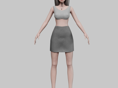Cartoon young girl V21949 3D Model
