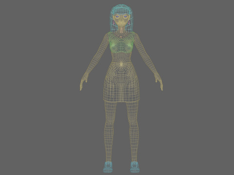 Cartoon young girl V21949 3D Model
