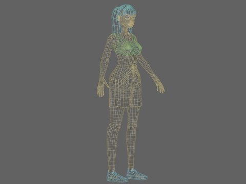 Cartoon young girl V21949 3D Model