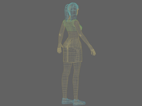Cartoon young girl V21949 3D Model