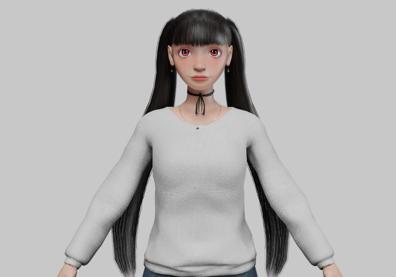 Classic cartoon girl V24902 3D-Modell .c4d .max .obj .3ds .fbx .stl .blend 
