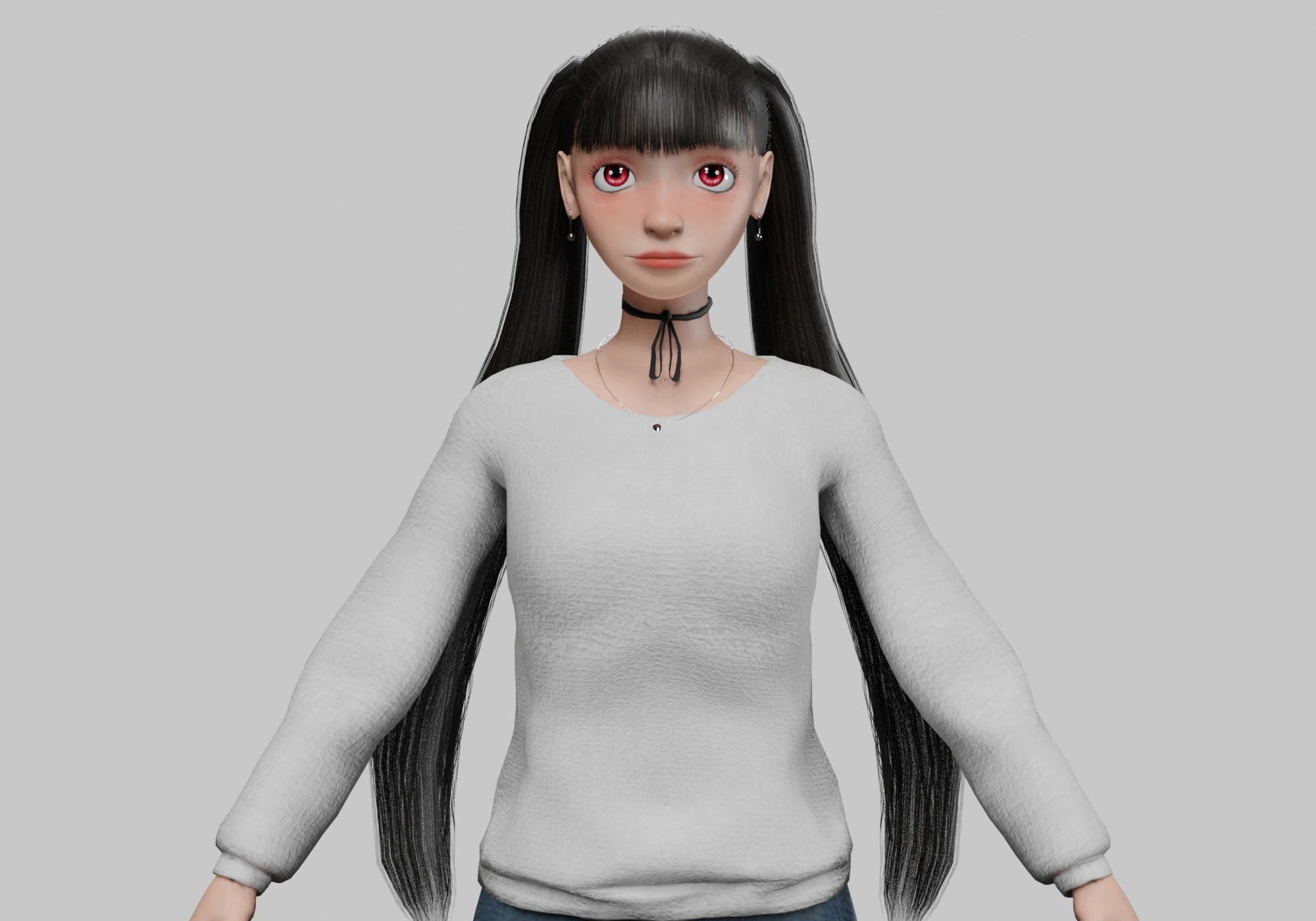 Classic cartoon girl V24902 3D Model .c4d .max .obj .3ds .fbx .stl .blend 