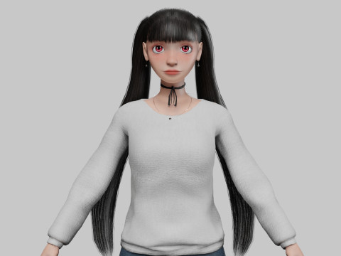 Classic cartoon girl V24902 3Dモデル