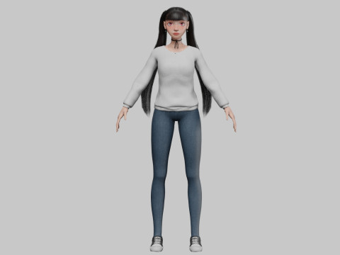 Classic cartoon girl V24902 3D-Modell
