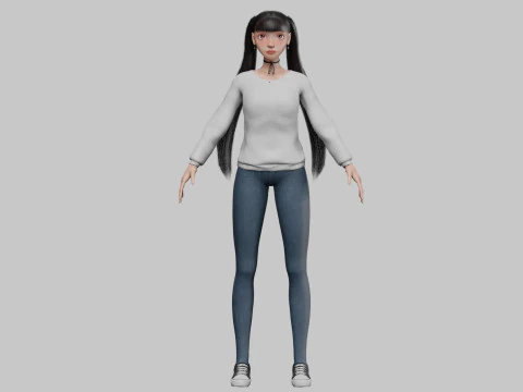 Classic cartoon girl V24902 3D Model