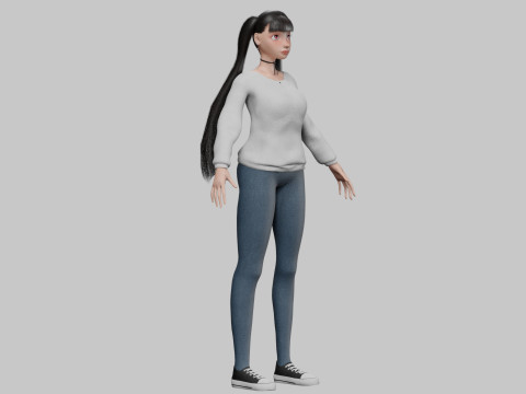 Classic cartoon girl V24902 3D-Modell